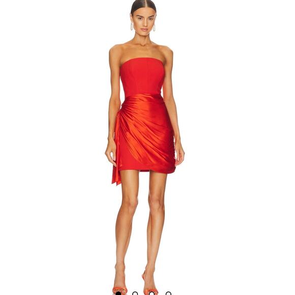 Cinq À Sept Kennith Silk-Trim Mini Dress in Cherry Tomato Women's  Sz 6 - Picture 1 of 8
